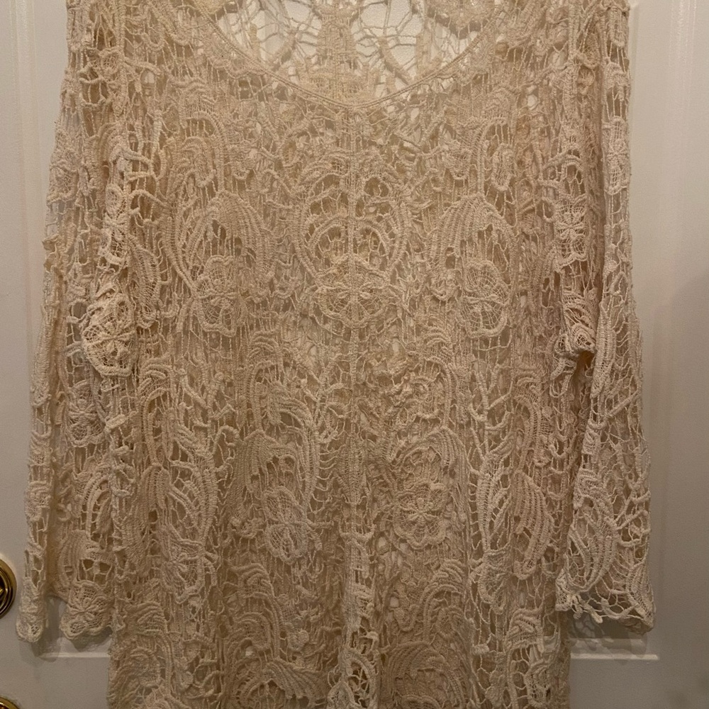 Cream Lace Crochet Top